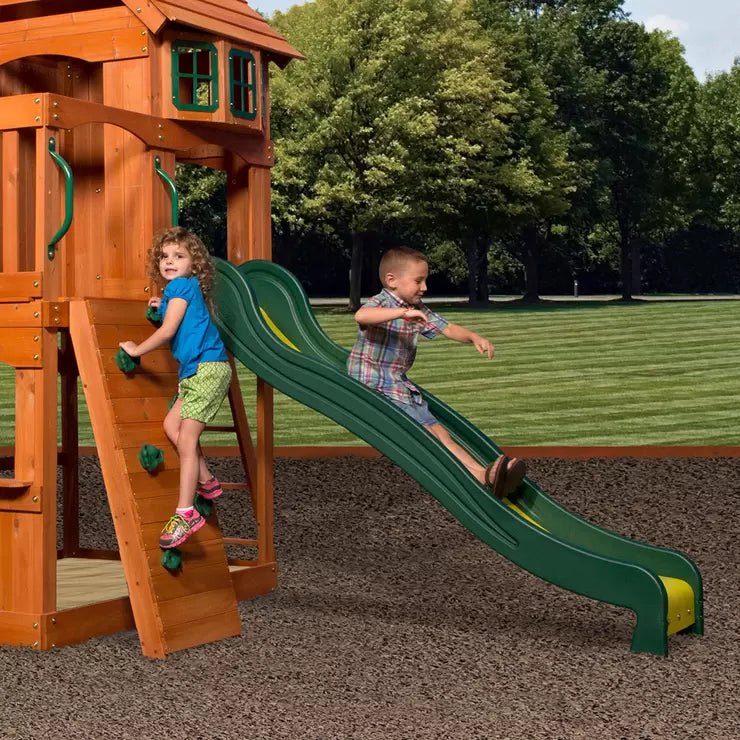 Backyard Discovery Atlantis Wooden Swing Set Play Centre with Slide, Fort & Swings for Kids Garden - Baig Merchant