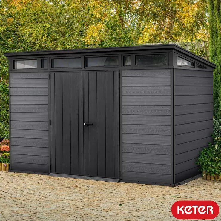 Keter - Durable 11ft 2 x 7ft 2 Garden Shed w/ Wood Look & Steel Reinforced Walls - Baig Merchant