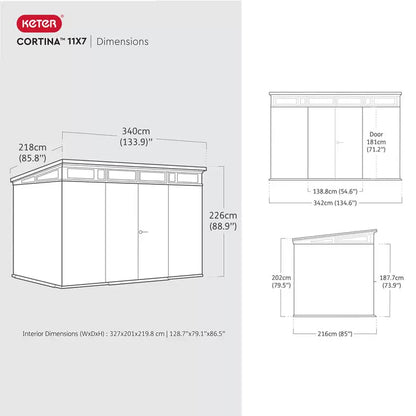 Keter - Durable 11ft 2 x 7ft 2 Garden Shed w/ Wood Look & Steel Reinforced Walls - Baig Merchant