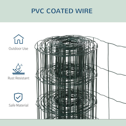 PawHut 0.6M x 10M Chicken Wire Mesh Rabbit Poultry Animal Fence PVC Coated Steel Metal Garden Netting Fencing - Baig Merchant