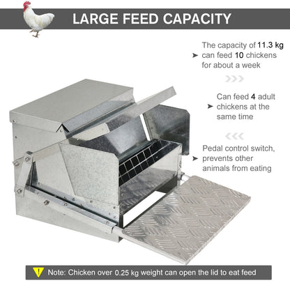 PawHut 11.5KG Automatic Chicken Poultry Feeder Treadle Self Opening - Baig Merchant