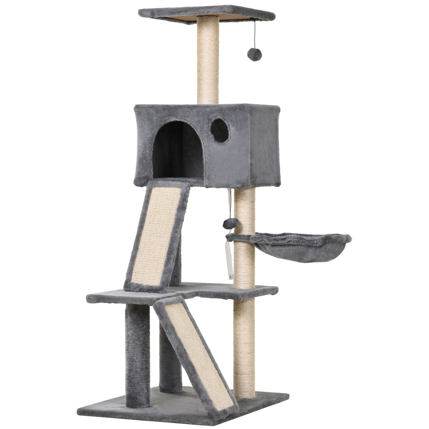 PawHut 130cm Cat Tree Activity Center with Condo, Scratching Post, Ladders & More for Indoor Cats - Baig Merchant