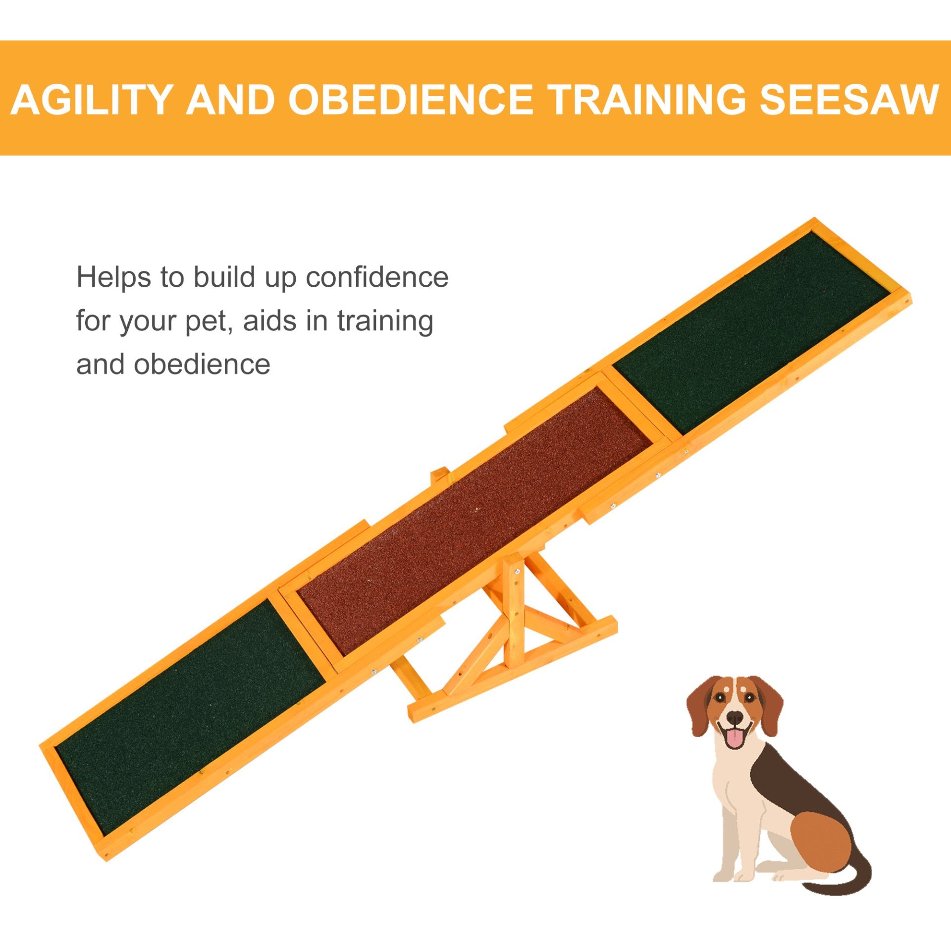 PawHut 1.8m Wooden Pet Seesaw Activity Sport Dog Training Agility Obedience Equipment Toy Pet Supplies Weather Resistant - Baig Merchant