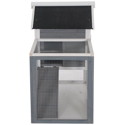 PawHut 2 Tier Rabbit Hutch Outdoor, Wooden Guinea Pig Hutch, Bunny Cage Small Animal House with Ramp, Rabbit Run Pull Out Tray, Grey, 122 x 62.6 x 92 cm - Baig Merchant