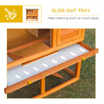 PawHut 2 - Tier Rabbit Hutch Wooden Guinea Pig Hutch Double Decker Pet Cage Run with Sliding Tray Opening Top - Baig Merchant