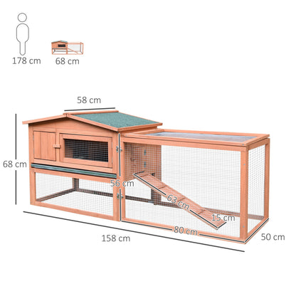 Pawhut 2 Tier Wooden Rabbit Hutch with Run Guinea Pig hutch House for Outdoor Garden Backyard - Baig Merchant