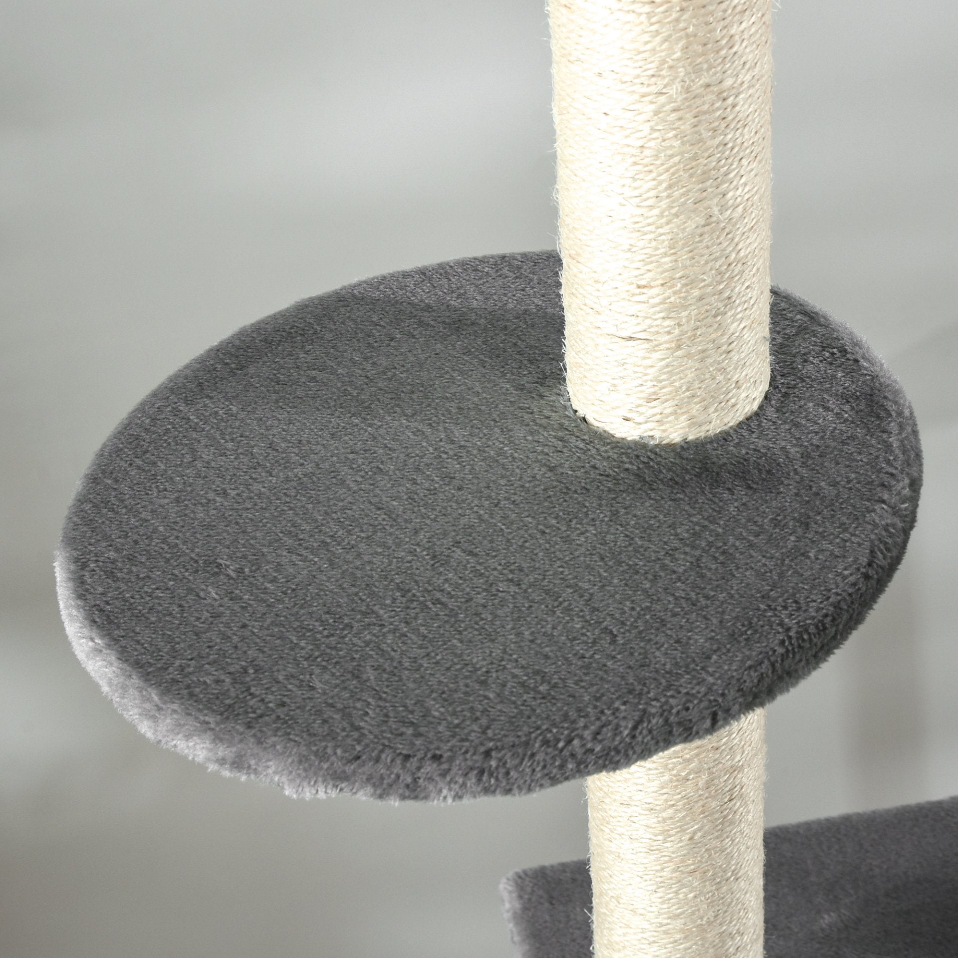 PawHut 270cm Floor To Ceiling Cat Tree Cat House Scratching Post for Indoor Cats Hammock Hanging Ball Activity Center Grey - Baig Merchant