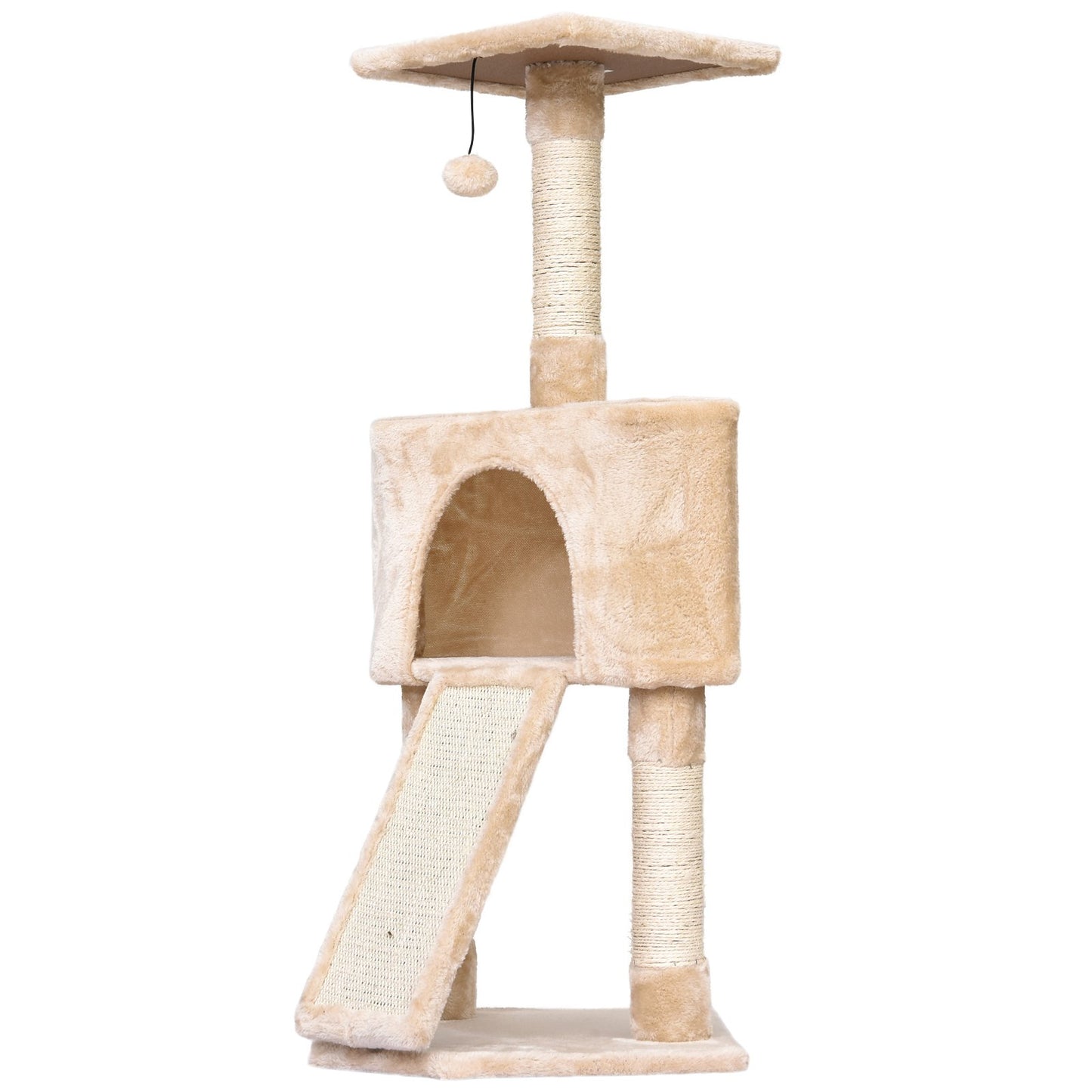 PawHut 3 Level Cat Tree for Indoor Cats | Activity Centre Sisal Scratching Posts Perch Condo and Ladder Cat Furniture For Kitten - Beige - Baig Merchant