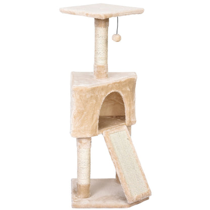 PawHut 3 Level Cat Tree for Indoor Cats | Activity Centre Sisal Scratching Posts Perch Condo and Ladder Cat Furniture For Kitten - Beige - Baig Merchant