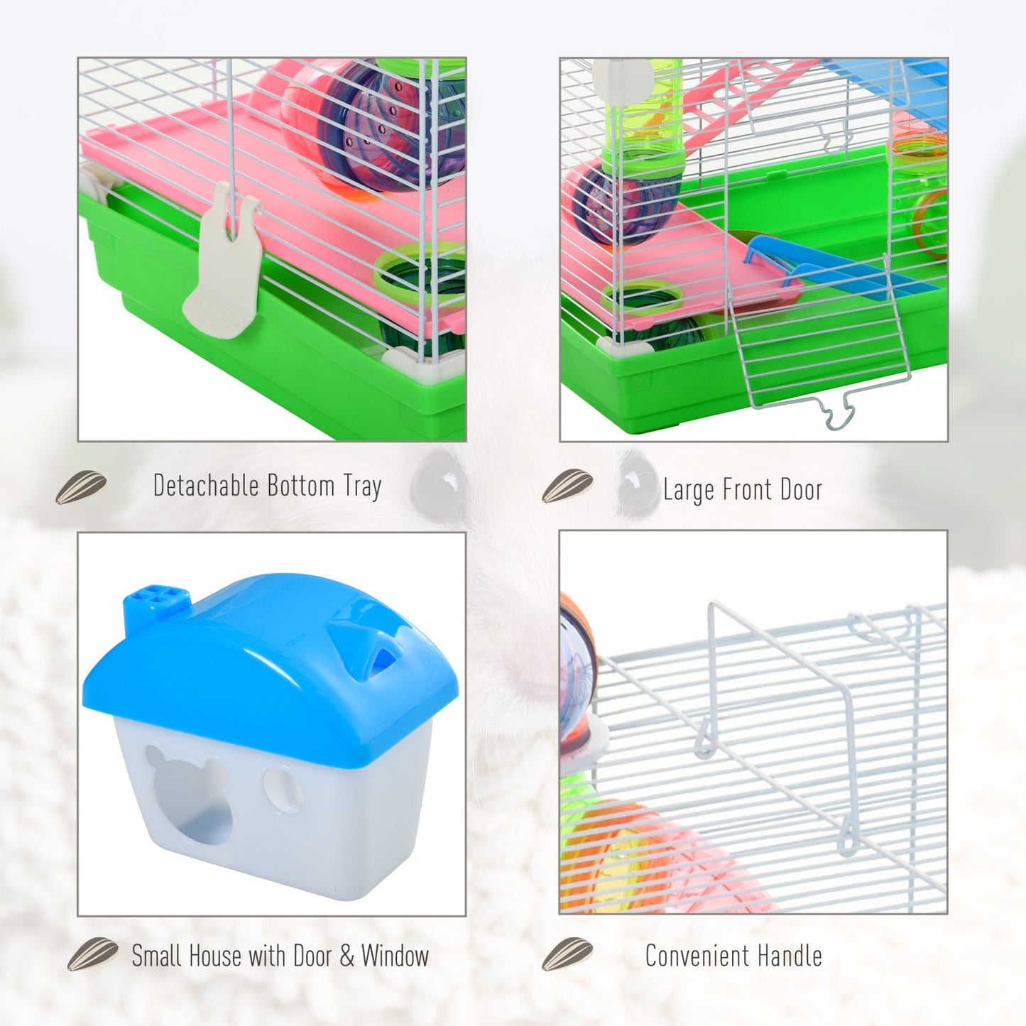 Pawhut 5 Tier Hamster Cage Carrier Habitat Small Animal House - Green - Baig Merchant