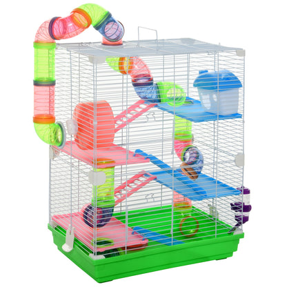 Pawhut 5 Tier Hamster Cage Carrier Habitat Small Animal House - Green - Baig Merchant