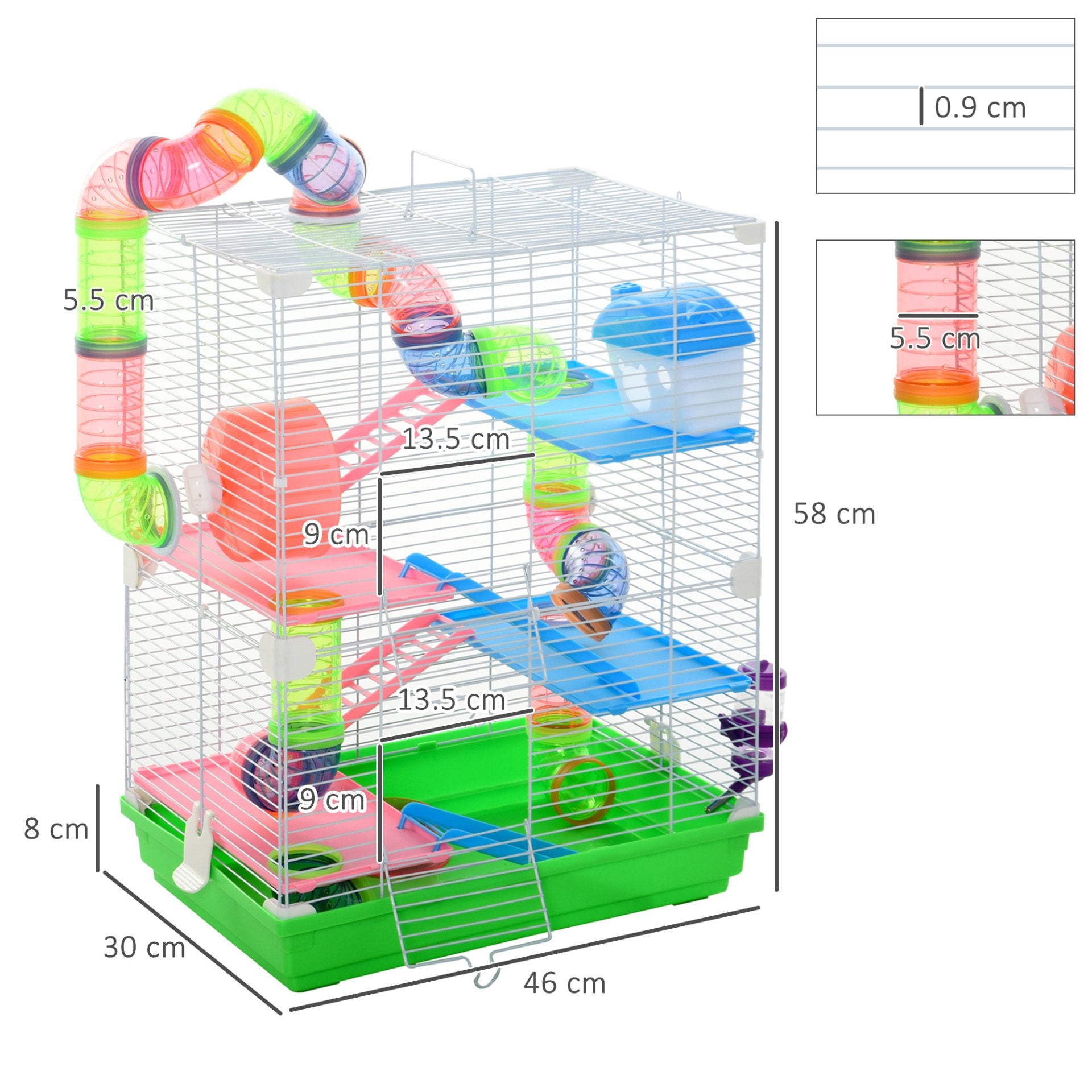 Pawhut 5 Tier Hamster Cage Carrier Habitat Small Animal House - Green - Baig Merchant