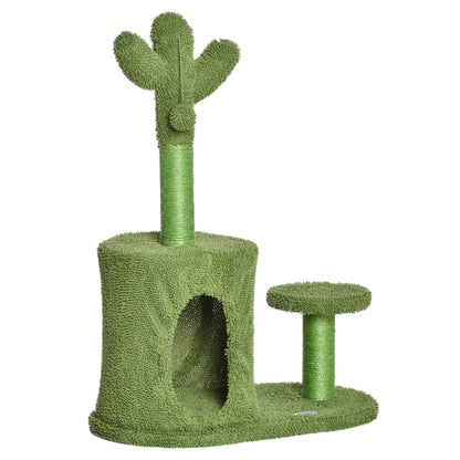 PawHut 78cm Cactus Cat Tree Tower for Indoor Cats Sisal Scratching Post Condo Perch Activity Center Dangling Ball - Baig Merchant