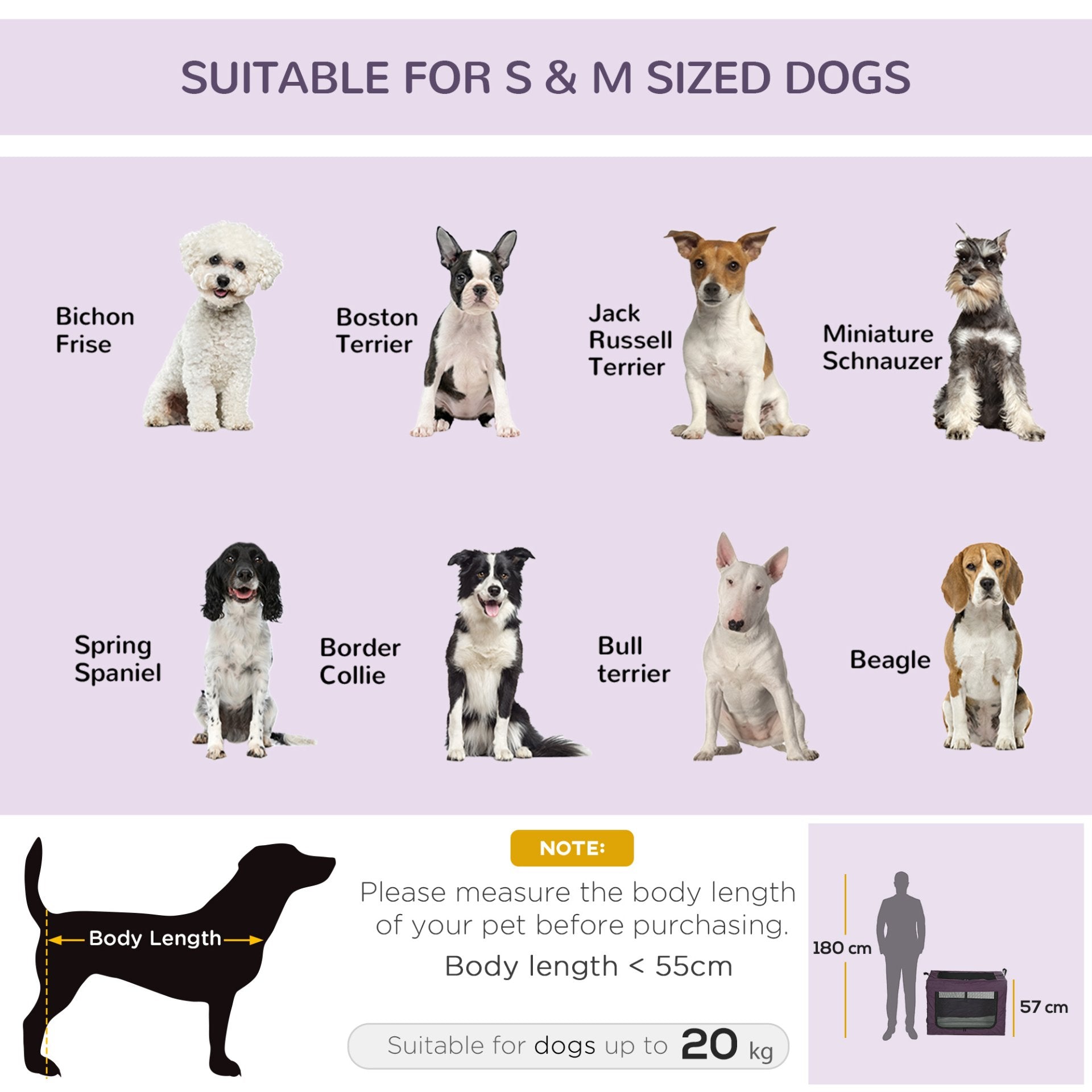 PawHut 80cm Foldable Pet Carrier, Portable Cat Carrier Cat Bag, Pet Travel Bag w/ Cushion, for Small and Medium Dogs - Purple - Baig Merchant