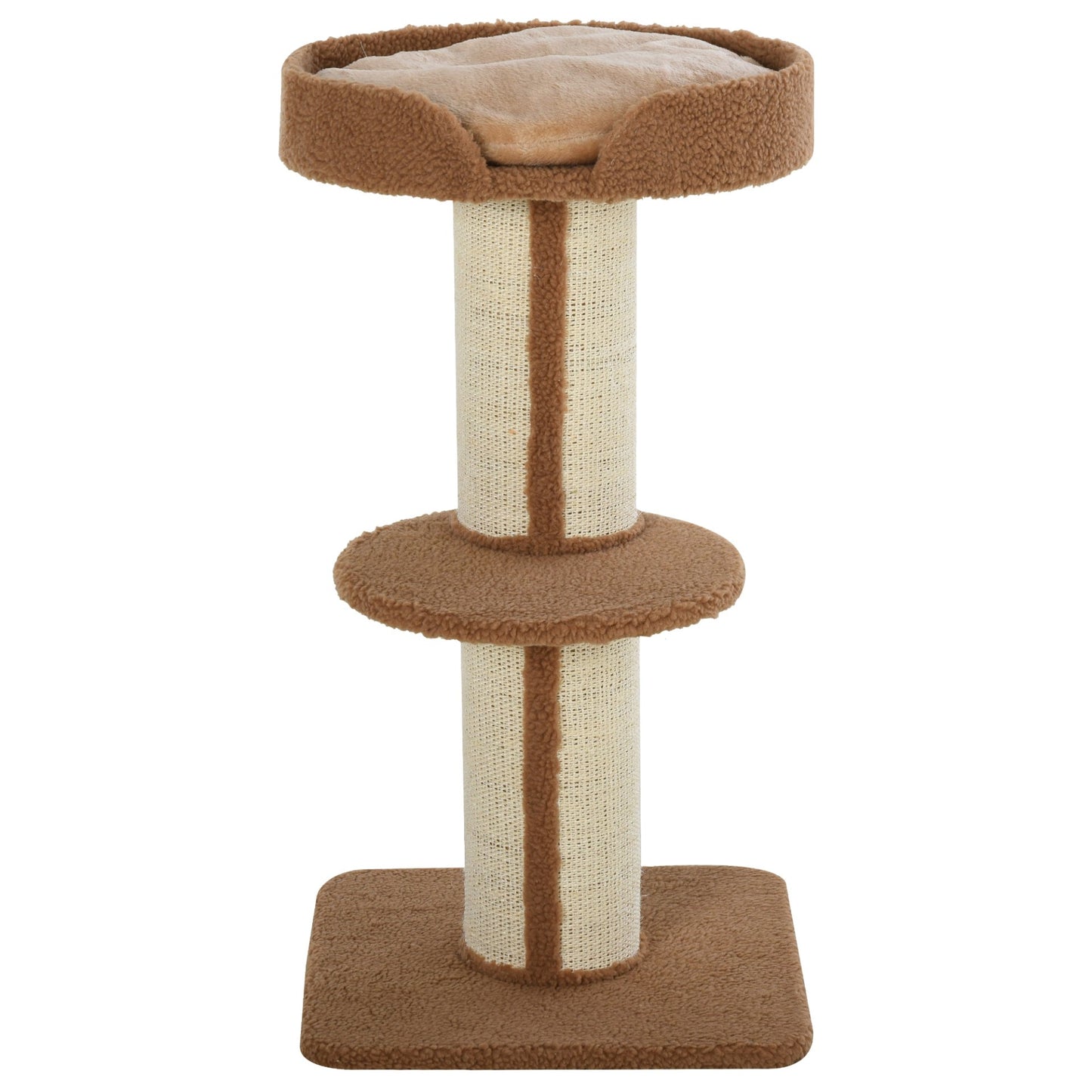 PawHut 91cm Cat Tree for Indoor Cats Kitten Activity Center Play Tower Perches Sisal Scratching Post Lamb Cashmere Brown - Baig Merchant