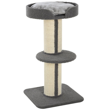 PawHut 91cm Cat Tree for Indoor Cats Kitten Activity Center Play Tower Perches Sisal Scratching Post Lamb Cashmere Grey - Baig Merchant