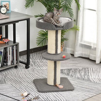 PawHut 91cm Cat Tree for Indoor Cats Kitten Activity Center Play Tower Perches Sisal Scratching Post Lamb Cashmere Grey - Baig Merchant