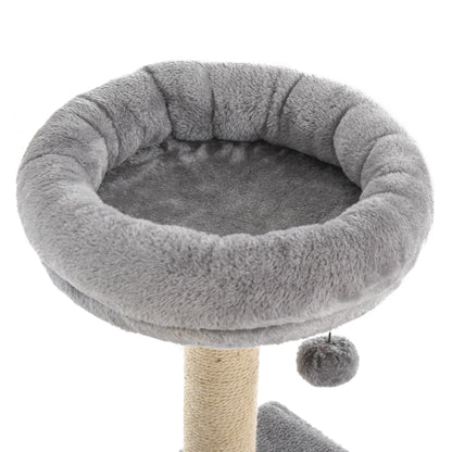 PawHut 96cm Cat Tree for Indoor Cats Condo Sisal Scratching Post Cat Tower Kitten Play House Dangling Ball Activity Center Furniture Grey - Baig Merchant