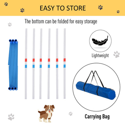 PawHut Adjustable Dog Agility Training Obstacle Course Set with Weaves Poles Storage Bag for Pet Dogs Outdoor Games Exercise - Baig Merchant