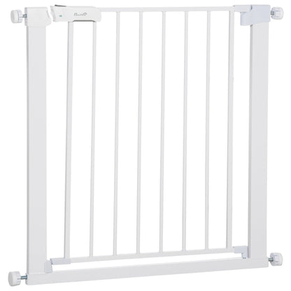 PawHut Adjustable Pet Safety Gate Dog Barrier Home Fence Room Divider Stair Guard Mounting White (76 H x 75 - 82W cm) - Baig Merchant