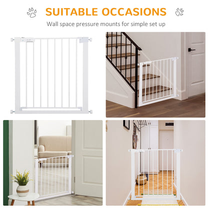 PawHut Adjustable Pet Safety Gate Dog Barrier Home Fence Room Divider Stair Guard Mounting White (76 H x 75 - 82W cm) - Baig Merchant