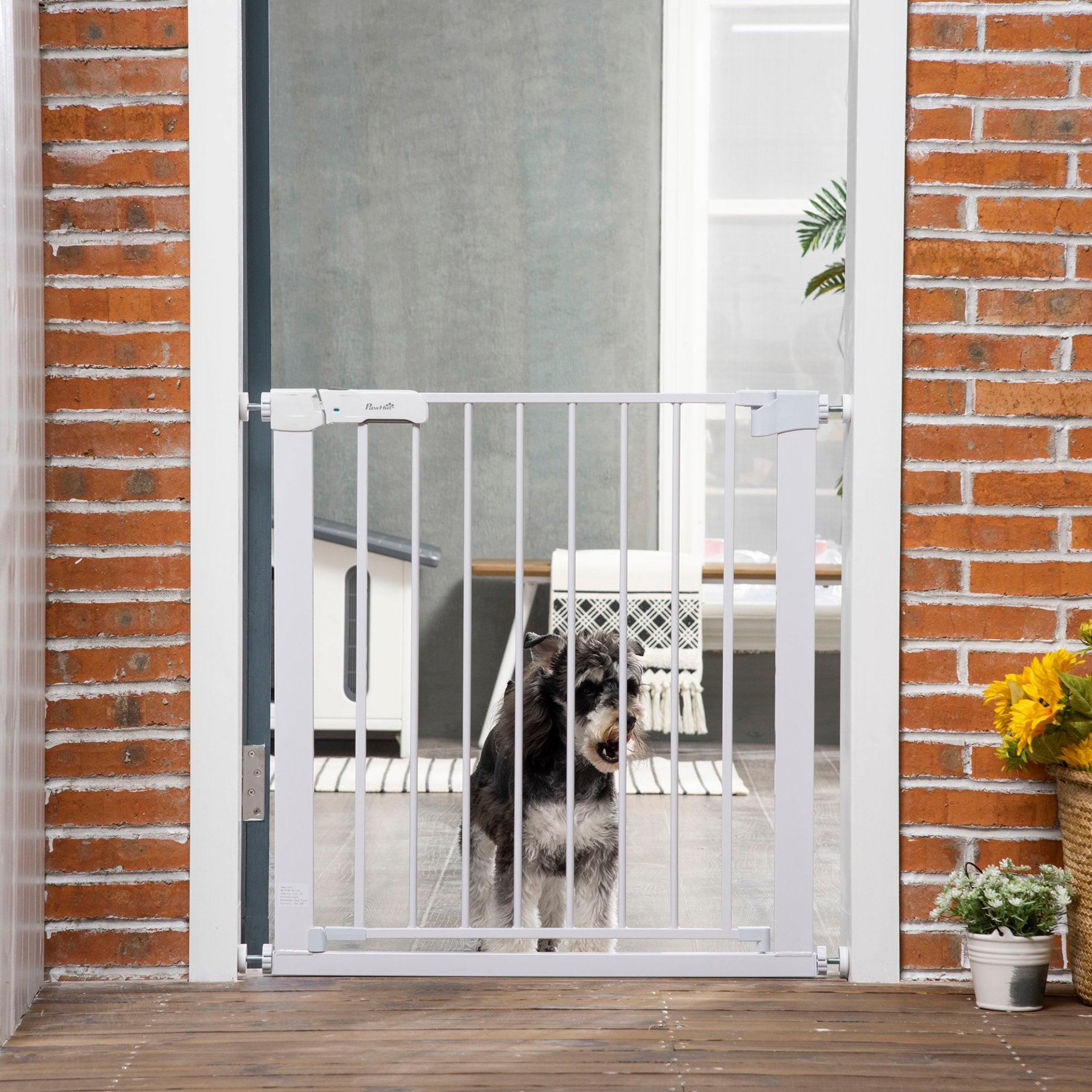 PawHut Adjustable Pet Safety Gate Dog Barrier Home Fence Room Divider Stair Guard Mounting White (76 H x 75 - 82W cm) - Baig Merchant