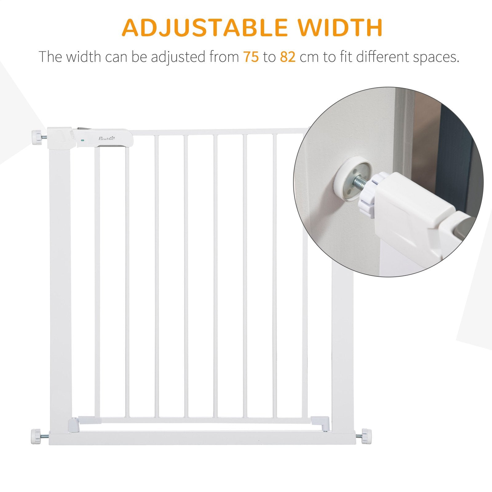 PawHut Adjustable Pet Safety Gate Dog Barrier Home Fence Room Divider Stair Guard Mounting White (76 H x 75 - 82W cm) - Baig Merchant