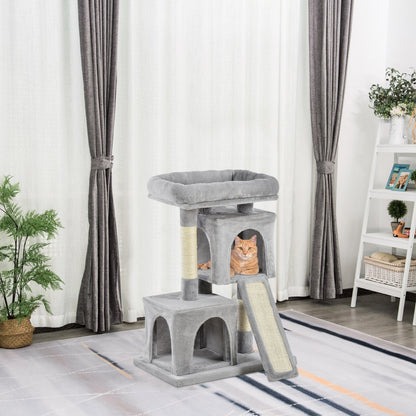 PawHut Cat Tree for Indoor Cats Activity Center Kitten Scratching Post Climbing Tower Grey 59 x 39 x 83 cm - Baig Merchant