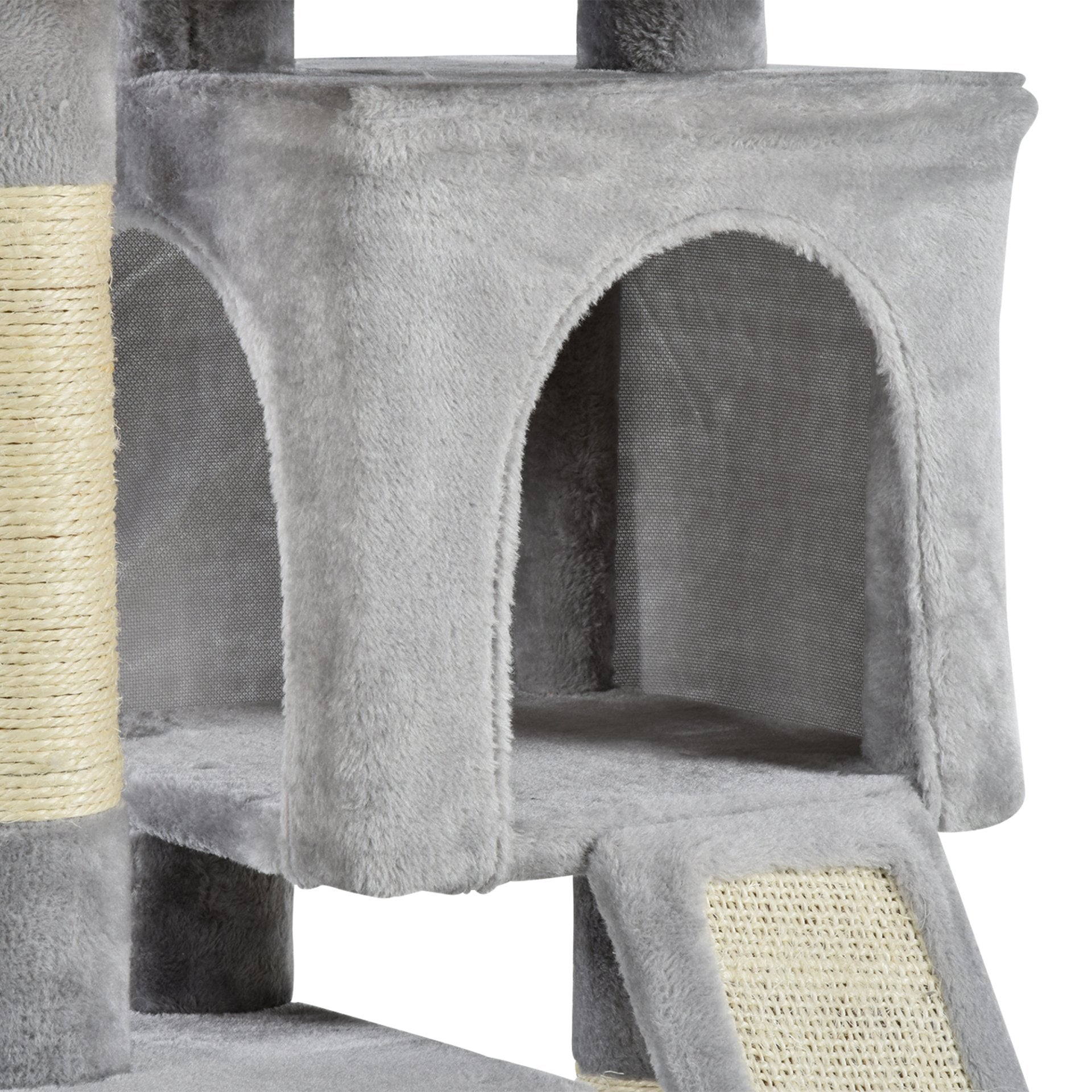 PawHut Cat Tree for Indoor Cats Activity Center Kitten Scratching Post Climbing Tower Grey 59 x 39 x 83 cm - Baig Merchant