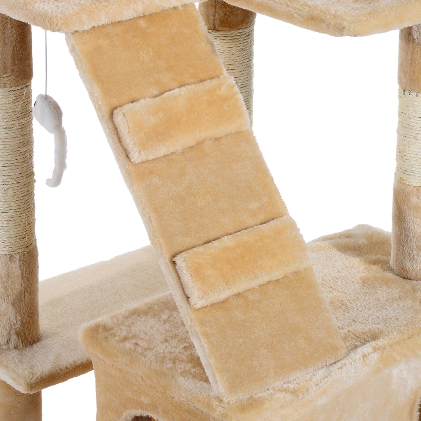 PawHut Cat Tree for Indoor Cats Kitten Kitty Scratching Scratcher Post Climbing Tower Activity Center House Cream - Baig Merchant