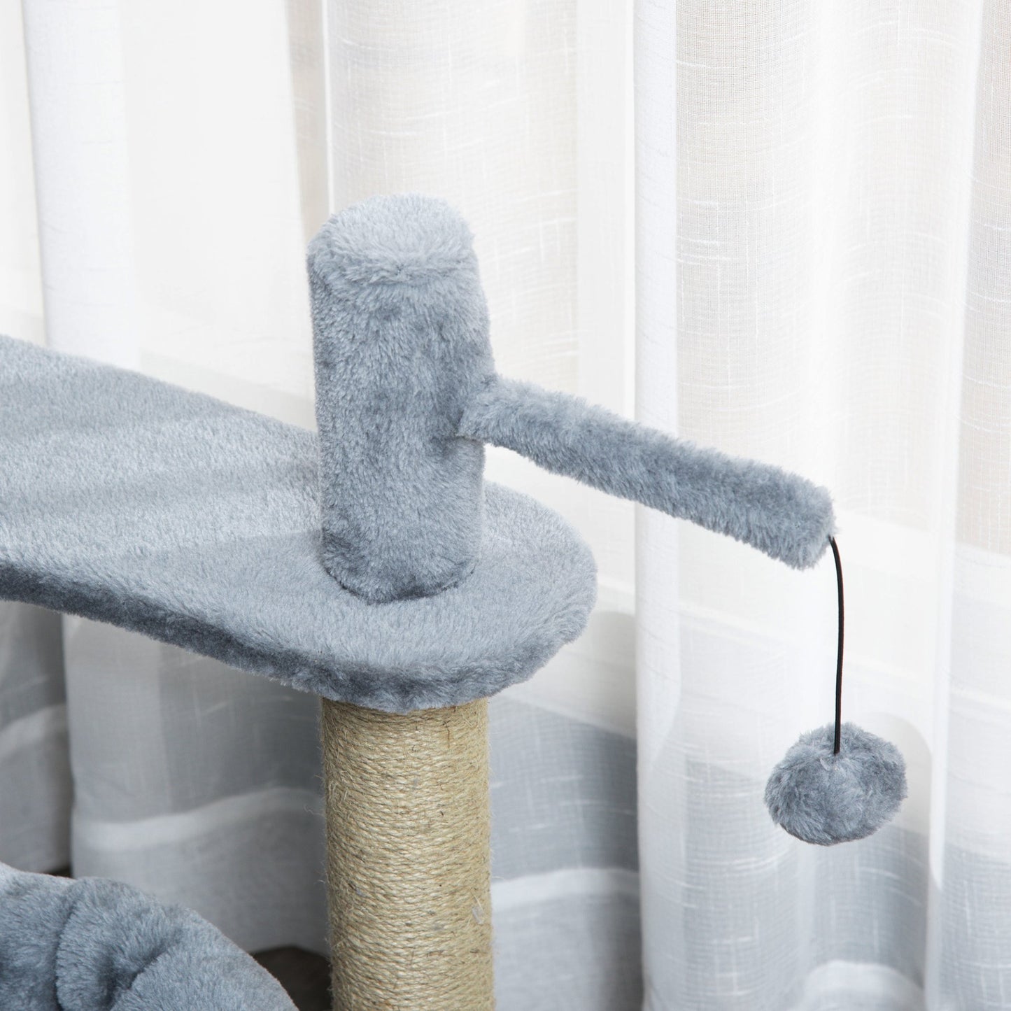 PawHut Cat Tree for Indoor Cats Kitten Play Tower Scratching Post with Condo Bed Scratcher Perch Ball Toy Grey - Baig Merchant