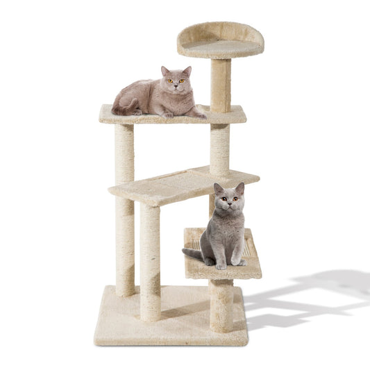 PawHut Cat Tree for Indoor Cats Kitten Scratch Scratching Scratcher Sisal Post Climbing Tower Activity Centre Beige | Durable & Comfortable - Baig Merchant