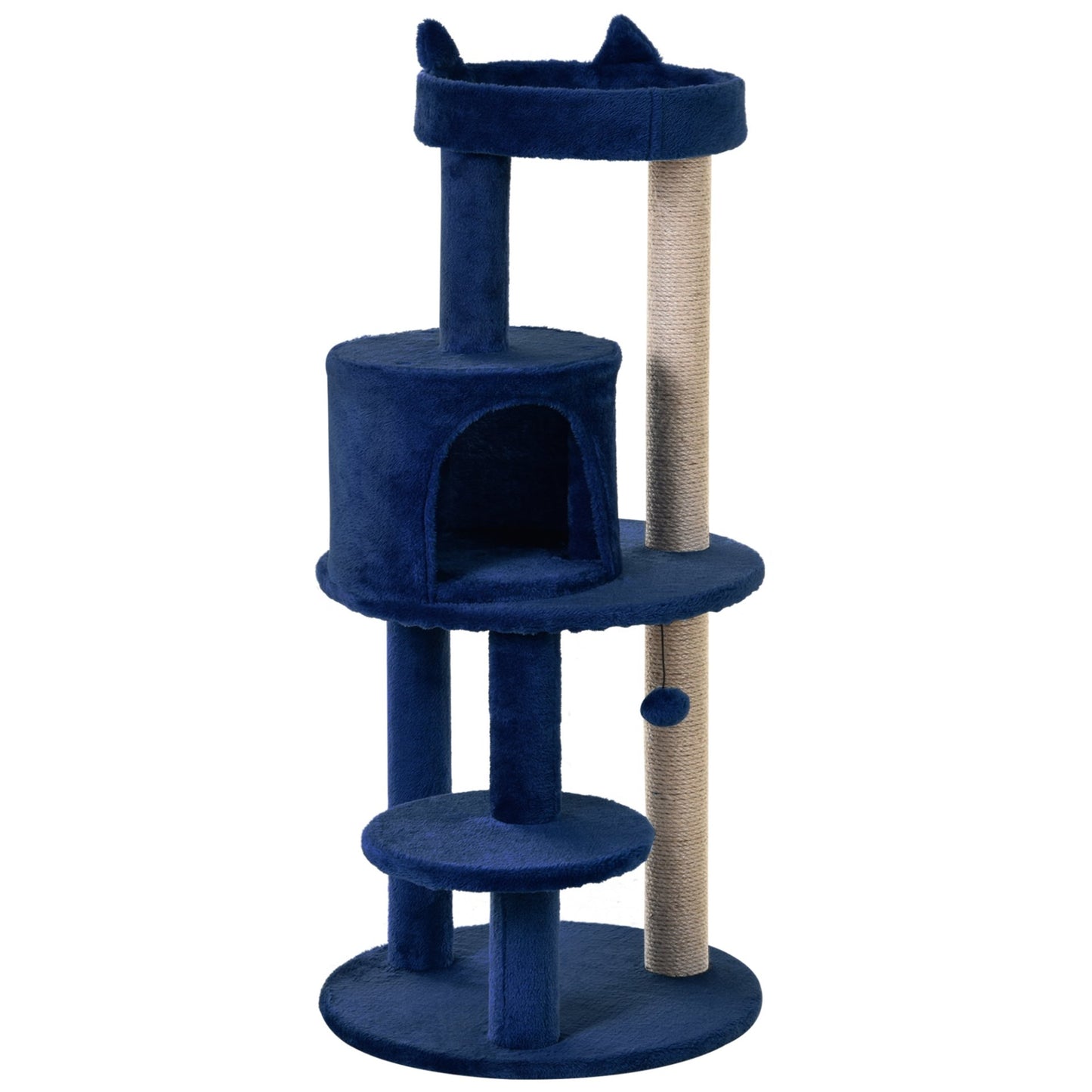 Pawhut Cat Tree for Indoor Cats Kitten Scratching Post Climbing Tower Pet Activity Center Blue 48 x 48 x 104 cm - Baig Merchant