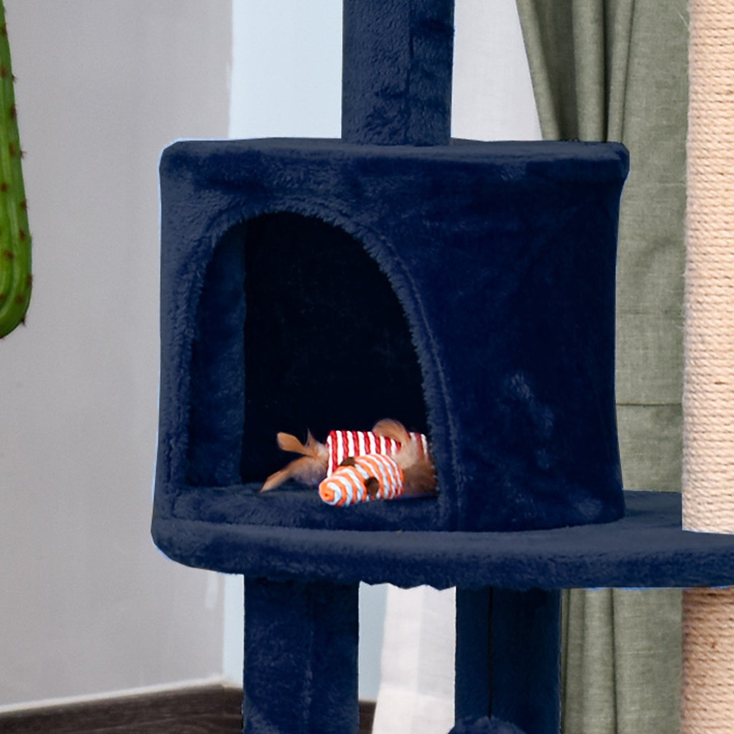 Pawhut Cat Tree for Indoor Cats Kitten Scratching Post Climbing Tower Pet Activity Center Blue 48 x 48 x 104 cm - Baig Merchant