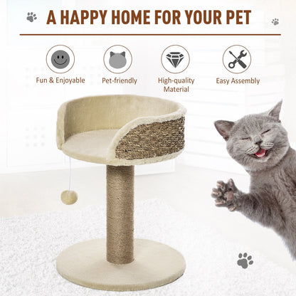 PawHut Cat Tree for Indoor Cats Kitten Tower Activity Center Climbing Stand Furniture with Scratching Posts Dangling Ball Perch Beige - Baig Merchant