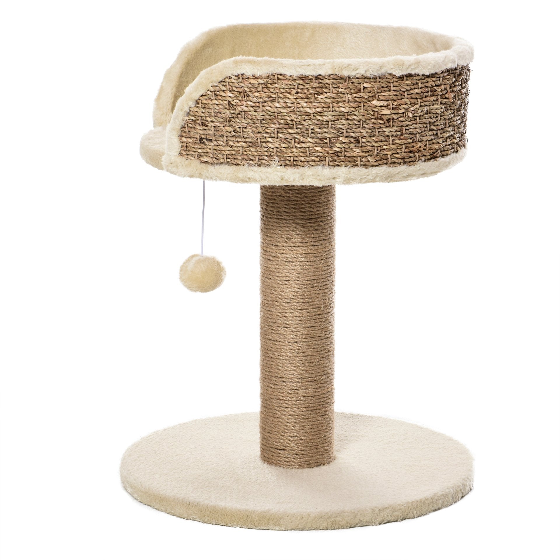 PawHut Cat Tree for Indoor Cats Kitten Tower Activity Center Climbing Stand Furniture with Scratching Posts Dangling Ball Perch Beige - Baig Merchant