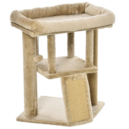 PawHut Cat Tree for Indoor Cats Kitten Tower Climbing Activity Centre Furniture w/ Jute Scratching Pad, Toy Ball, Cat House - Coffee - Baig Merchant