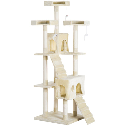 PawHut Cat Tree for Indoor Cats Play Tower Activity Center Kitten Scratch Post Climbing Tower 181 cm - Baig Merchant