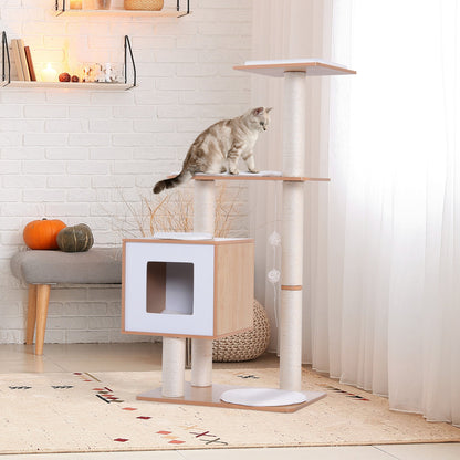 PawHut Cat Tree for Indoor Cats Scratching Post Kitten House Condo Activity Center w/ Cushion Hanging Toy Multi - level - Baig Merchant