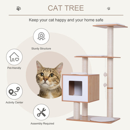 PawHut Cat Tree for Indoor Cats Scratching Post Kitten House Condo Activity Center w/ Cushion Hanging Toy Multi - level - Baig Merchant