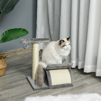 Pawhut Cat Tree for Indoor Cats - Scratching Post, Kitten Scratcher, Kitty Activity Play Center, Sisal, Light Grey - Baig Merchant