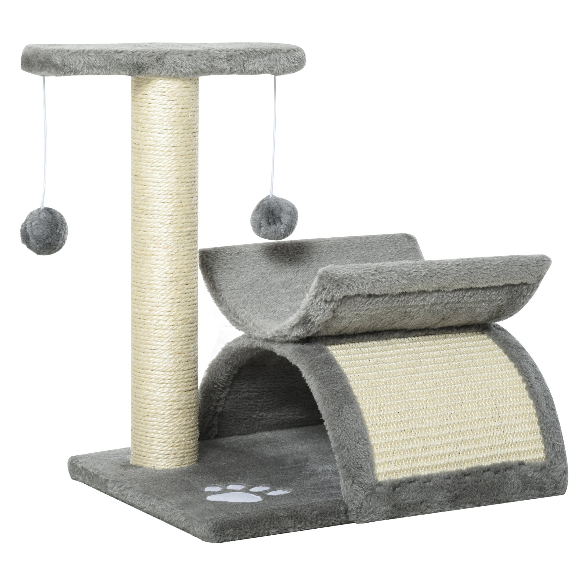 Pawhut Cat Tree for Indoor Cats - Scratching Post, Kitten Scratcher, Kitty Activity Play Center, Sisal, Light Grey - Baig Merchant