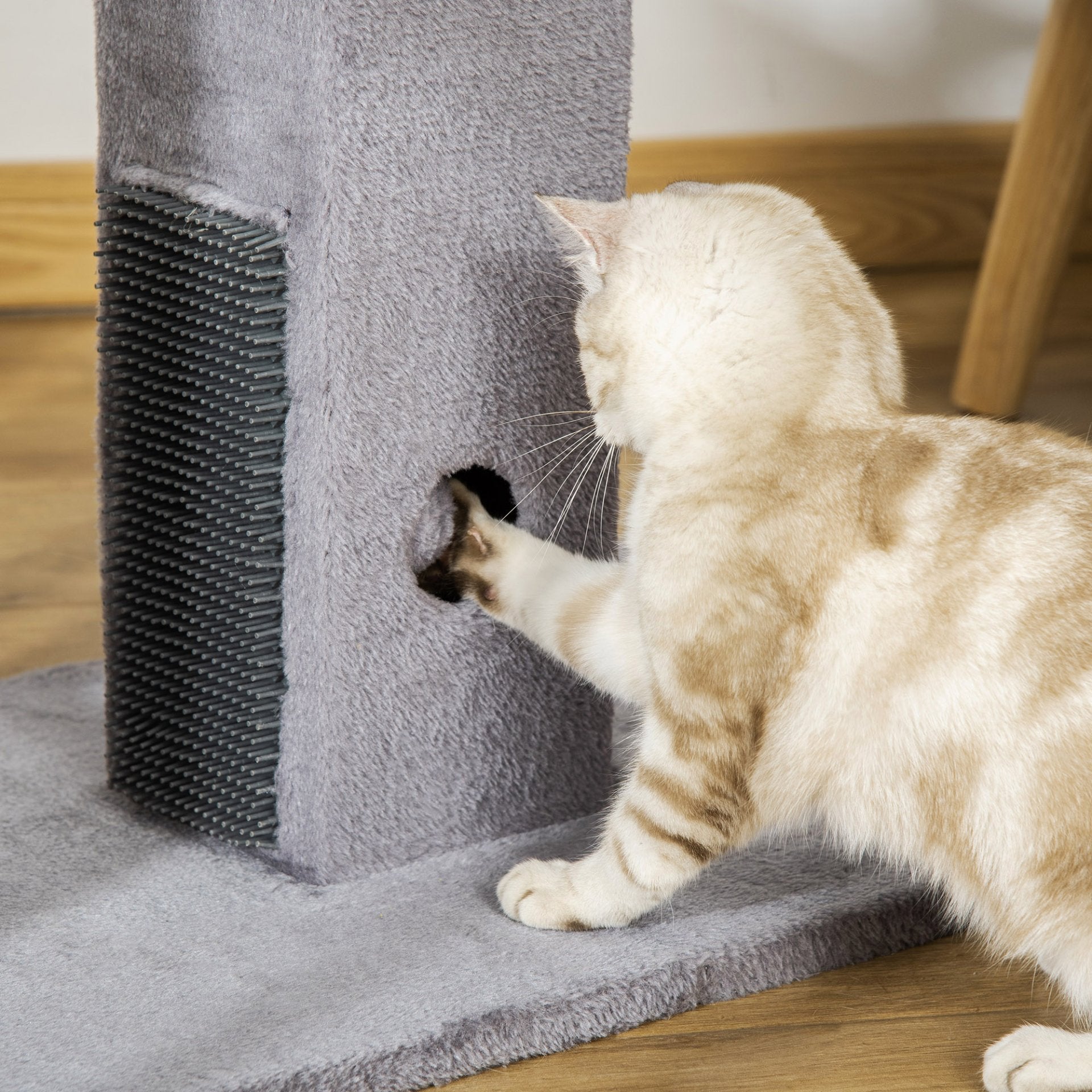 PawHut Cat Tree Scratching Post for Indoor Cats 79cm Jute Scratcher Climber w/ Carpet Base Dangling Toy – Grey - Baig Merchant