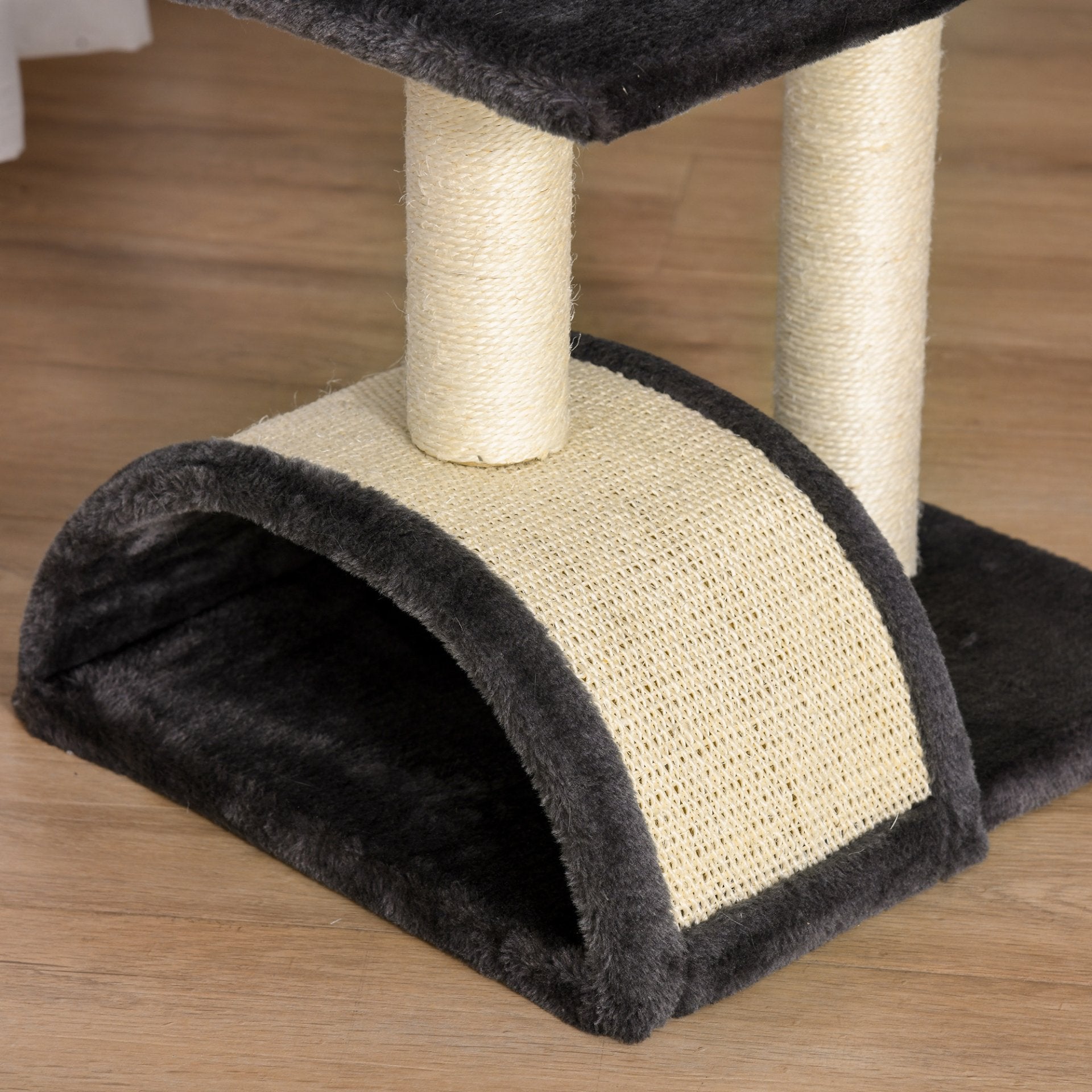 PawHut Cat Tree Tower for Indoor Cats - 72cm Climbing Activity Centre with Sisal Scratching Post Pad, Arc Perch, and Hanging Ball Toy - Grey - Baig Merchant