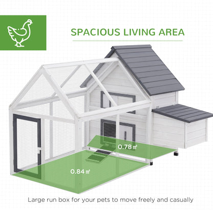 PawHut Chicken Coop with Run Wooden Hen House Pet Poultry Coops Cages Small Animal Outdoor Pen with Nesting Box 166 x 120 x 112cm - Baig Merchant