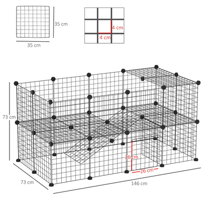 PawHut DIY Pet Playpen Metal Wire Fence Indoor Outdoor Guinea Pig Rabbit Small Animals Cage 36 Panel Enclosure Black - Baig Merchant