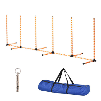 PawHut Dog Agility Training Equipment Pet Play Run Obstacle w/Weaves Poles Whistle Carrying Bag Outdoor Games Exercise - Baig Merchant