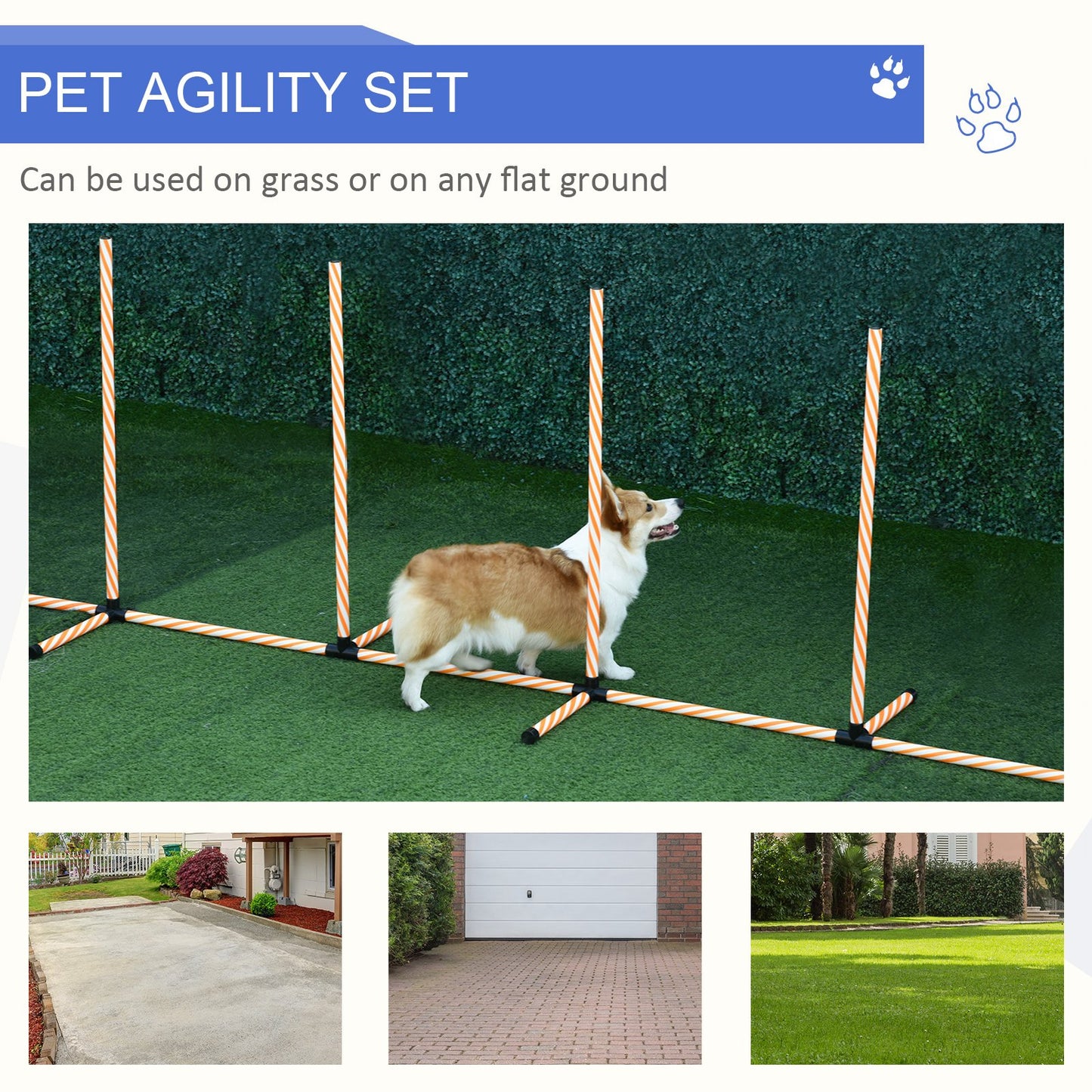 PawHut Dog Agility Training Equipment Pet Play Run Obstacle w/Weaves Poles Whistle Carrying Bag Outdoor Games Exercise - Baig Merchant