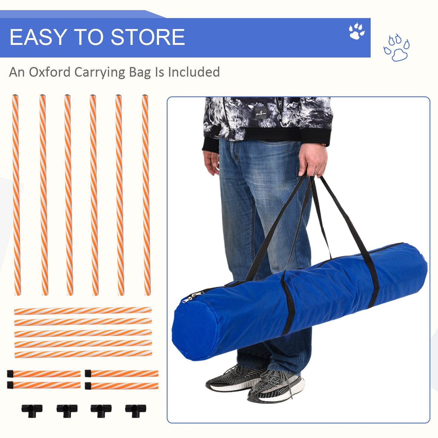 PawHut Dog Agility Training Equipment Pet Play Run Obstacle w/Weaves Poles Whistle Carrying Bag Outdoor Games Exercise - Baig Merchant