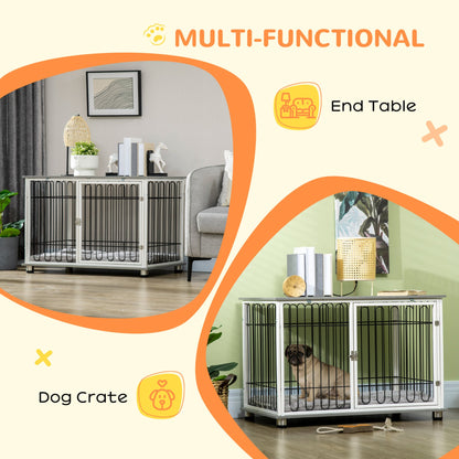 PawHut Dog Crate Furniture, Indoor Dog Kennel Side End Table with Soft Washable Cushion and Lockable Door for Small and Medium Dogs - Baig Merchant